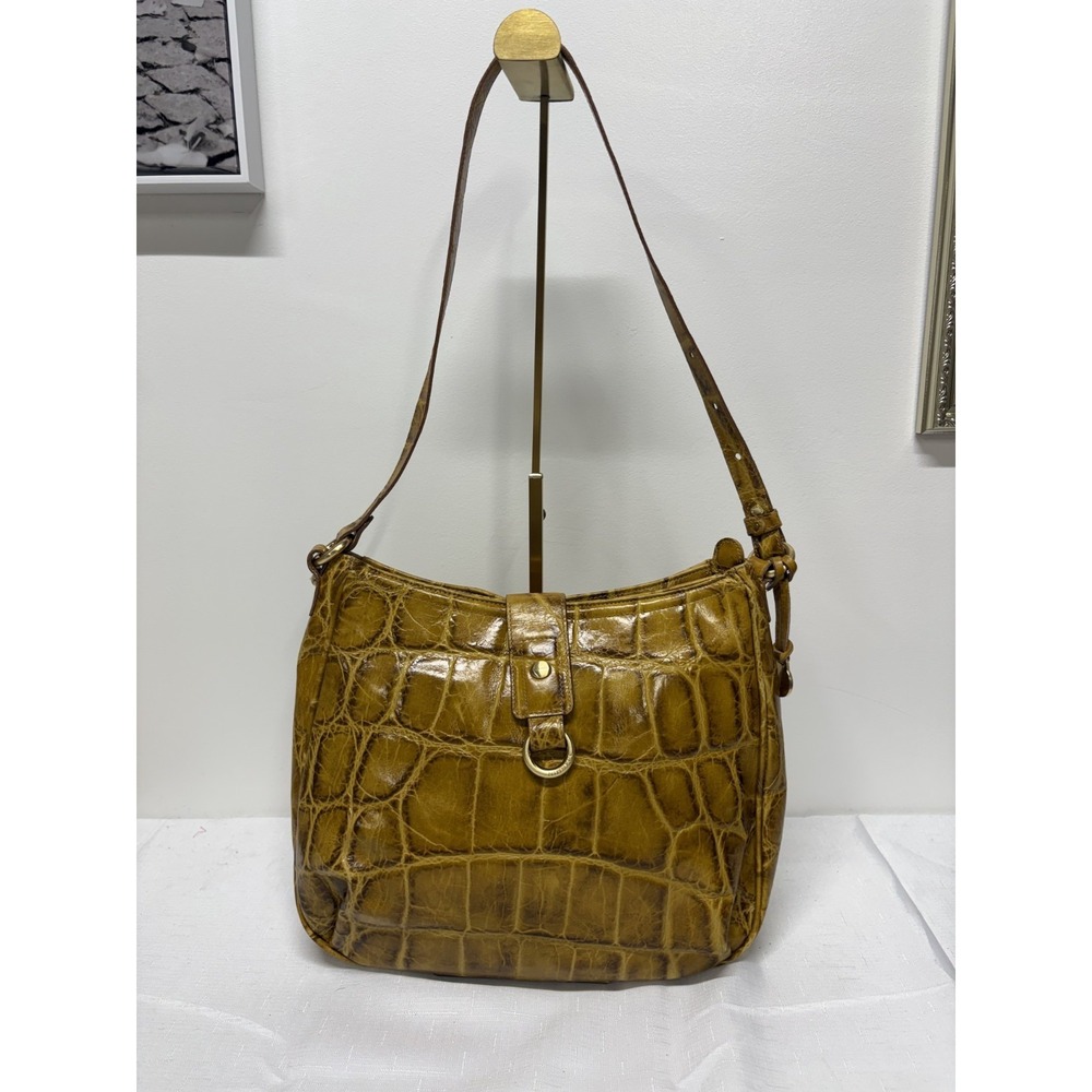 Brahmin Melbourne Croc Embossed Leather Hobo Shoulder Bag Adjustable Straps‎